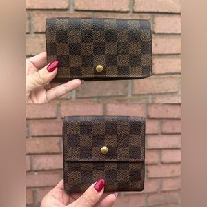 (Bundle of 2) Louis Vuitton damier compact wallet with snap
